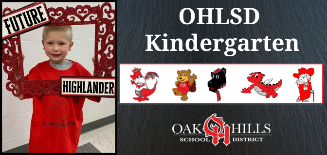 OHLSD Kindergarten banner with student holding frame and school logos OHLSD Kindergarten banner with student holding frame and school logos